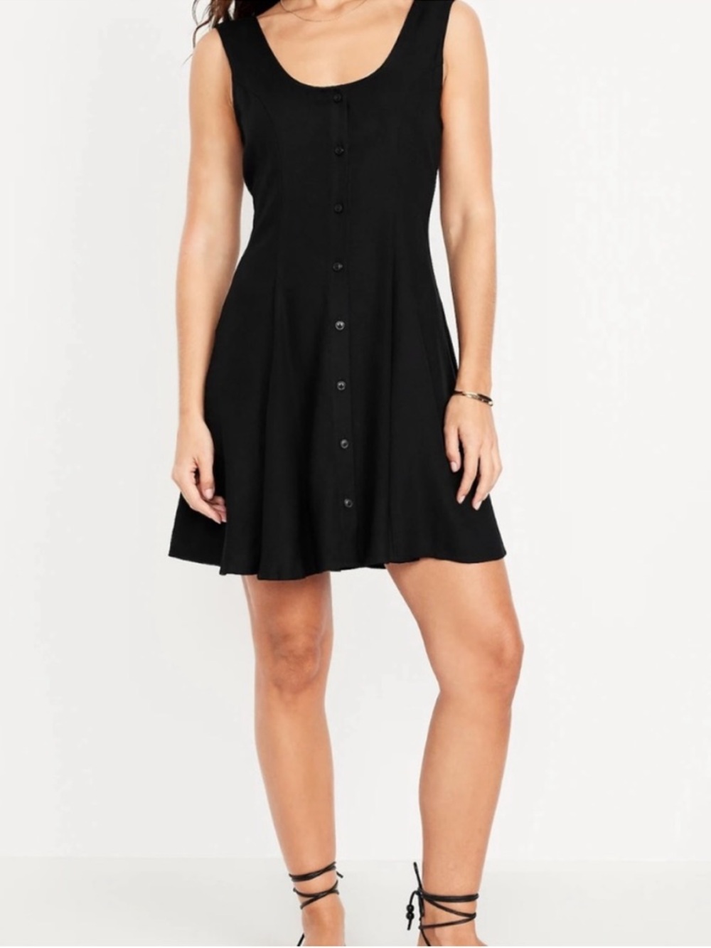 Old Navy Black Sleeveless Button-Front Mini Dress